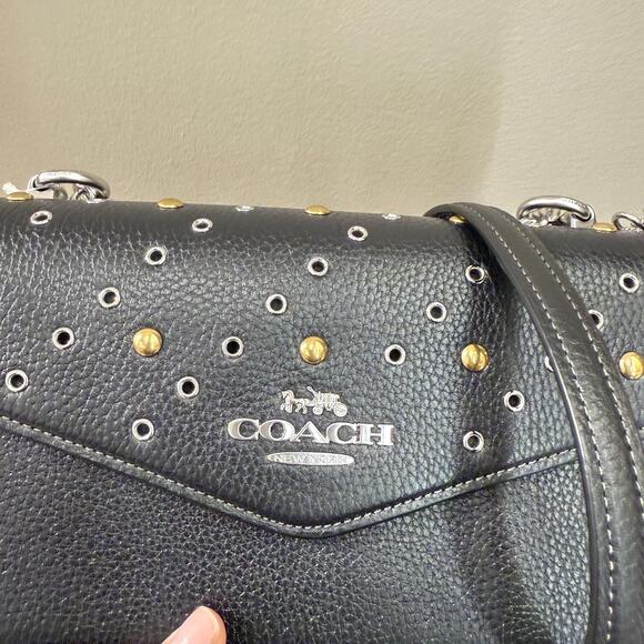 Coach Klare Envelope Crossbody Bag With Rivets CCE31 Black/Silver - Picture 3 of 9